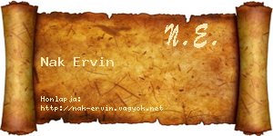Nak Ervin névjegykártya